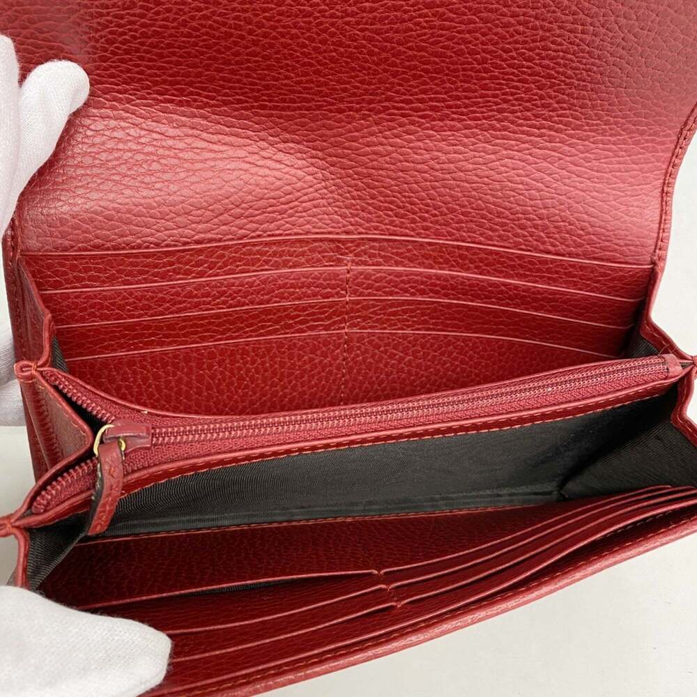 Gucci GG Marmont Leather Long Wallet 456116 Red Women's - Picture 3 of 10